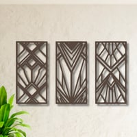 طقم من 3 منحوتات خشبية لوحة ديكور نقشة مودرن