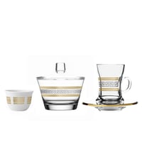 طقم ضيافة بيالات وفناجين شاي بيد مذهبة + فناجين قه...