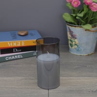 شمعة مضيئة تعمل بالبطارية - زجاج فضي L