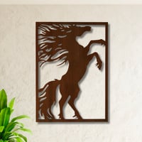 منحوتة خشبية لوحة ديكور نقشة الخيل