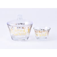 طقم فناجين قهوة عربية زجاجية مع سكرية مذهبة بزخرفة...