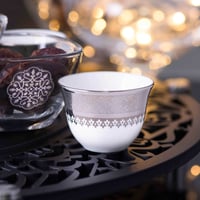 طقم فناجين قهوة عربية بورسلان بزخرفة بلاتينية مستو...