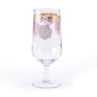 طقم كاسات زجاجية مذهبة فاخرة بكعب وزخرفة انيقة مست...