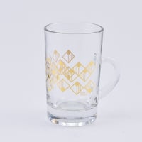 طقم كاسات شاي بيد مذهب بزخرفة هندسية عصرية وانيقة