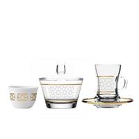 طقم ضيافة بيالات وفناجين شاي بيد مذهبة + فناجين قه...