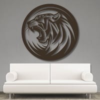 جدارية منحوتة خشبية لوحة ديكور نقشة نمر - لون بني...