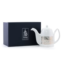 ابريق شاي زجاجي فاخر بزخرفة ذهبية من الخط العربي