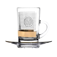 طقم بيالات وفناجين شاي بيد مذهبة بزخرفة فاخرة وتصم...