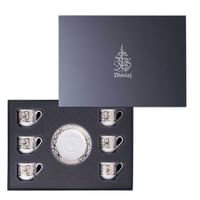 طقم فناجين قهوة فاخر بزخرفة ذهبية من الخط العربي