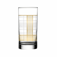 طقم كاسات زجاجية مذهبة بزخرفة هندسية عصرية وانيقة