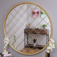 ديكور - مراية - شكل دائري بتقاطعات معينة الشكل - ذ...