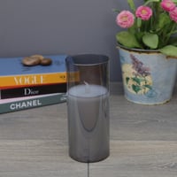 شمعة مضيئة تعمل بالبطارية - زجاج فضي XL