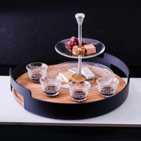 صينية تقديم زجاجية فاخرة طابقين محفورة بزخرفة من ا...