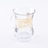 طقم مجات كاسات زجاجية بزخرفة ذهبية انيقة من اوراق...