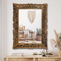 مراية مدخل خشب بني معتق 90*110 سم