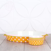 صينية فطور بغطاء, طقم إفطار برتقالي منقط بالأبيض -...