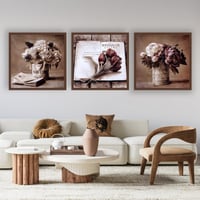 طقم من 3 لوحات جدارية مطبوعة ورود وفازات