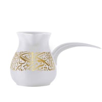 دلة قهوة كبيرة فاخرة بزخرفة ذهبية من الخط العربي