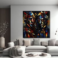 لوحة كنفاس جدارية مطبوعة فن تكعيبي