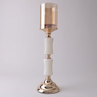 شمعدان معدني ذهبي و عاج صناعي بمقاسين