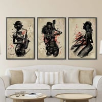 انغام الجاز طقم من 3 لوحات مطبوعة