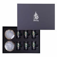 طقم بيالات وفناجين شاي بيد مذهب فاخر بزخرفة عريقة...