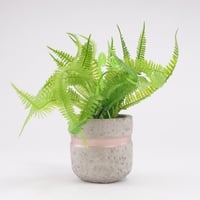 اصيص فخار رمادي و روز قولد - و شتلة صناعية