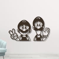 طقم لوحتين منحوتة خشبية لوحة ديكور - سوبر ماريو