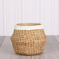 حوض اصيص فخار خارجي وداخلي متعرج- بني منقوش بإطار...