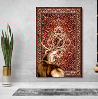 لوحة مطبوعة - ديكور جدارية لغزال مع نقشة الزل الاح...