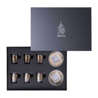 طقم فناجين اسبريسو زجاجية فاخرة بزخرفة ذهبية من ال...