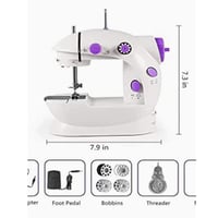 ماكينة خياطة صغيرة مع قاعدة من دي ال سي - لون ابيض...