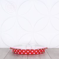 صينية فطور بغطاء, طقم إفطار أحمر منقط بالأبيض - صي...