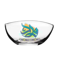 طقم زبادي زجاجية مذهبة فاخرة بزخرفة عريقة من الخط...