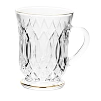 طقم اكواب شاي زجاجية شفافة خط ذهبي من السيف - 6 قط...