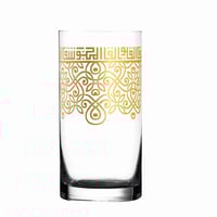 طقم كاسات زجاجية فاخرة بزخرفة ذهبية وتصميم معاصر