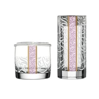 طقم مبخرة زجاجية فاخرة مع حامل شموع وكوستر مذهب بز...