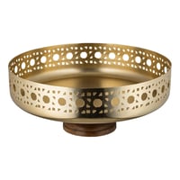 وعاء تقديم بقاعدة خشبية من السيف - لون ذهبي