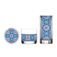 طقم مبخرة زجاجية فاخرة مع حامل شموع وكوستر بزخرفة...