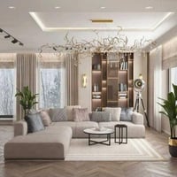 كنب مودرن شكل حرف ال للصاله اللون - بيج