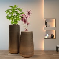 حوض و اصيص نباتات صناعية وطبيعية - ذهبي معتق منقط...