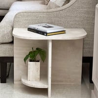 طاولة جانبية رخامية تصميم عصري لون ابيض