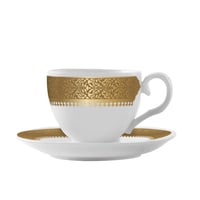 طقم فناجين شاي بورسلان فاخر بزخرفة ذهبية انيقة مست...