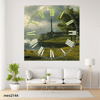 ساعة حائط أكريليك مربعة – سهول الجبال الخضراء