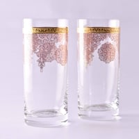 طقم كاسات زجاجية مذهبة فاخرة بزخرفة انيقة مستوحاة...