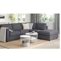 كنب زاوية حرف L قطعتين تصميم مودرن - لون رصاصي