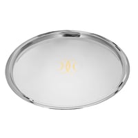 صينية تقديم ستيل دائرية بنهايات منقوشة وحواف ملفوف...