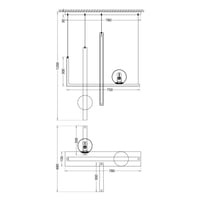انارة سقف معلقة خطوط احرف ذهبي وكرات قزاز ليد تصمي...
