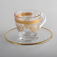 طقم فناجين قهوة زجاجية بزخرفة ذهبية عصرية وانيقة