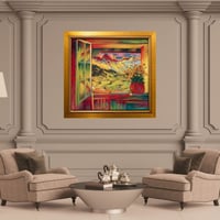 لوحة جدارية كلاسيكية مطبوعة ومغلفة بالزجاج - الفنا...